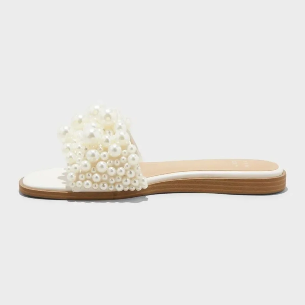 A New Day - Women's Nylah Pearl Slide Sandals - A New Day Crea Cream - Picture 2 of 4